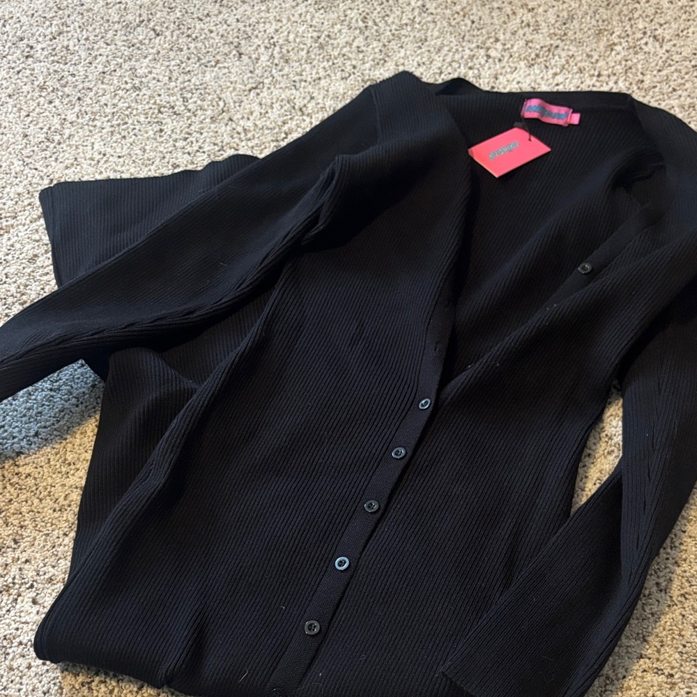 Edikted Black Ribbed Cardigan